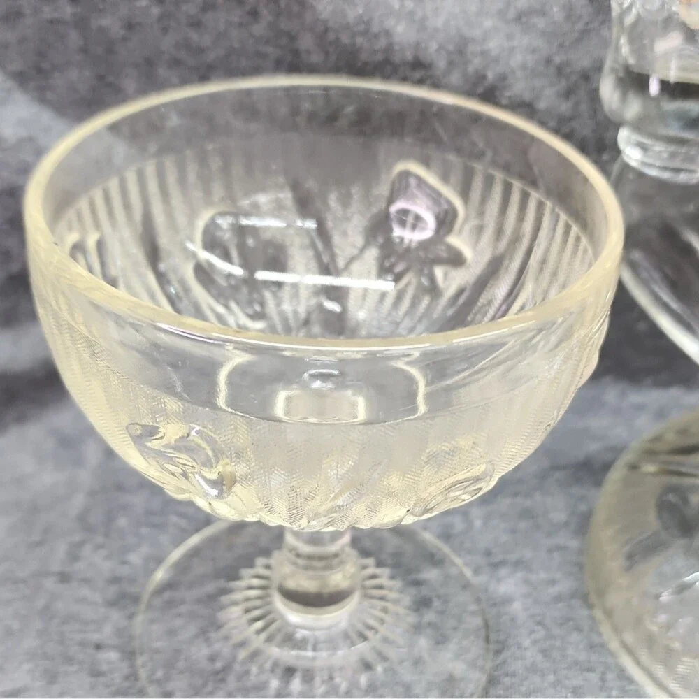Jeannette Iris & Herringbone Glass Glass Lot Vintage Sherbets and Candle holders